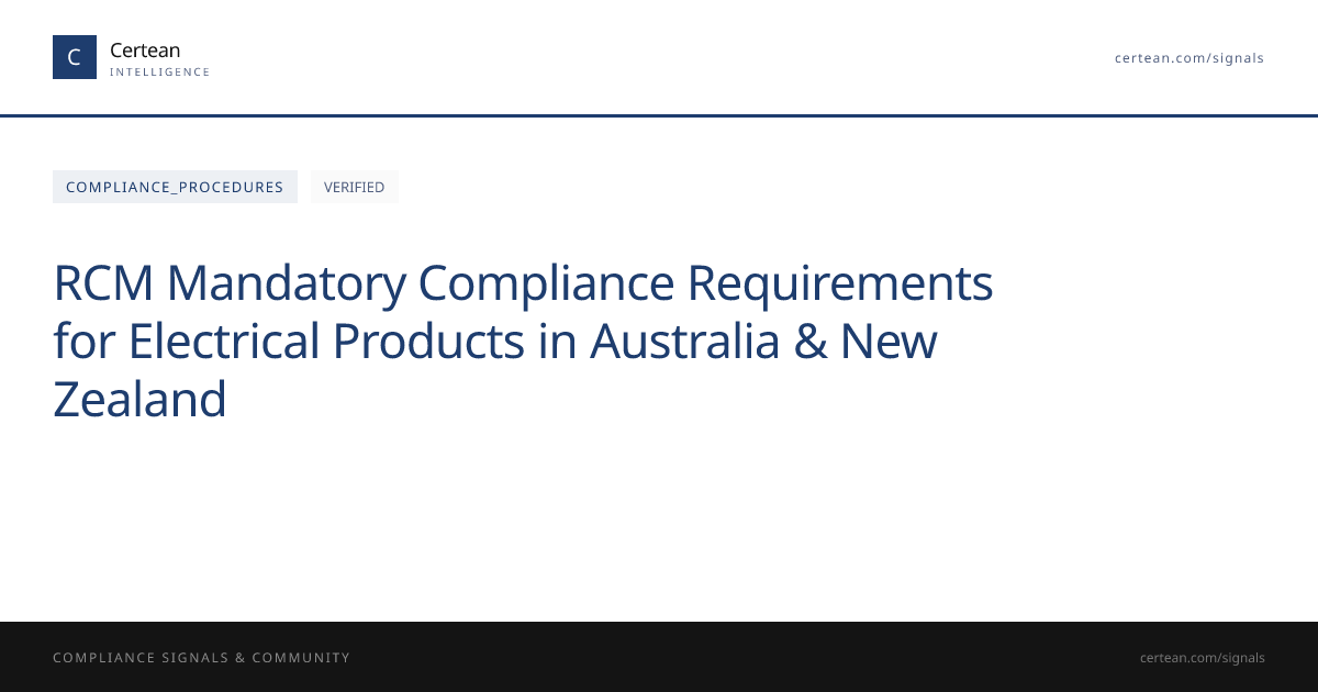 RCM Compliance Requirements: Electrical Product Certification Guide
